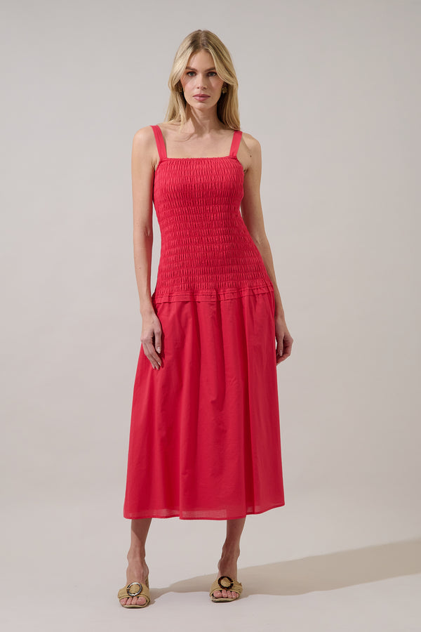 sugarlips Railey Smocked Low Waist Midi Dress