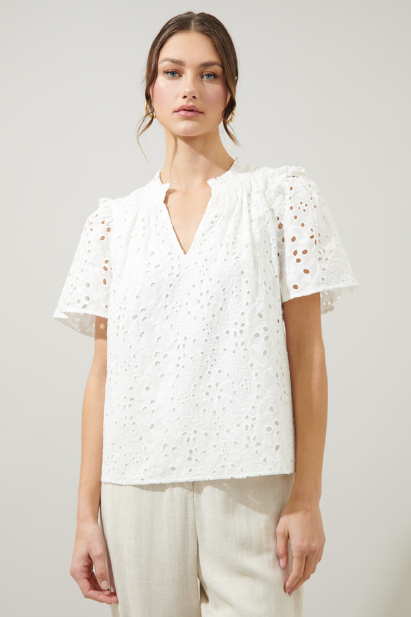 sugarlips Rain or Shine Eyelet Top