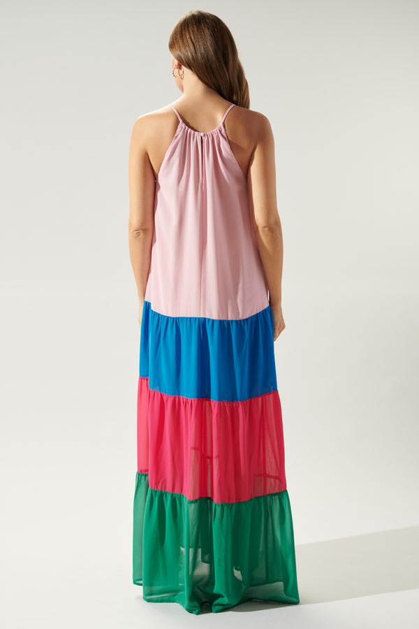 Sugarlips Rainbow Rays Colorblock Maxi Dress
