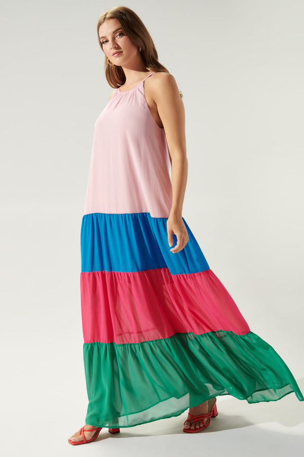 Sugarlips Rainbow Rays Colorblock Maxi Dress