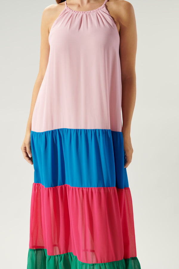 Sugarlips Rainbow Rays Colorblock Maxi Dress
