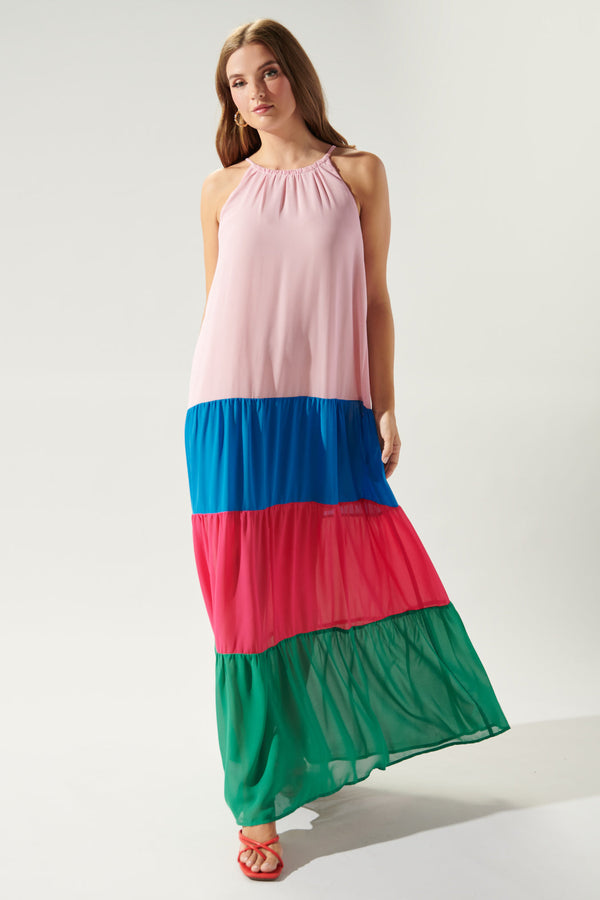 sugarlips Rainbow Rays Colorblock Maxi Dress