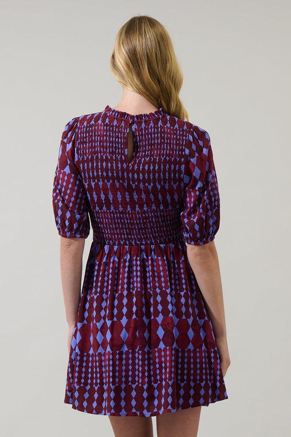 Sugarlips Ramsay Abstract Sulen Smocked Mini Dress