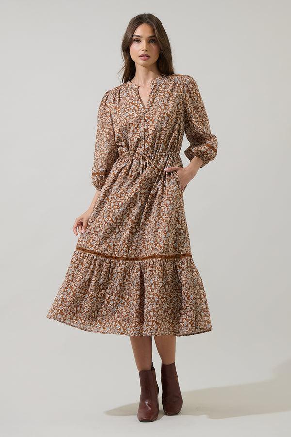 Sugarlips Ramsey Ditsy Harmy Drawstring Midi Dress