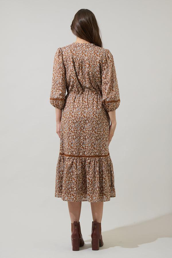 Sugarlips Ramsey Ditsy Harmy Drawstring Midi Dress