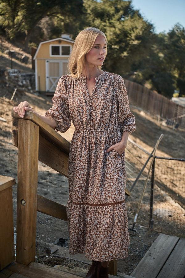 sugarlips Ramsey Ditsy Harmy Drawstring Midi Dress