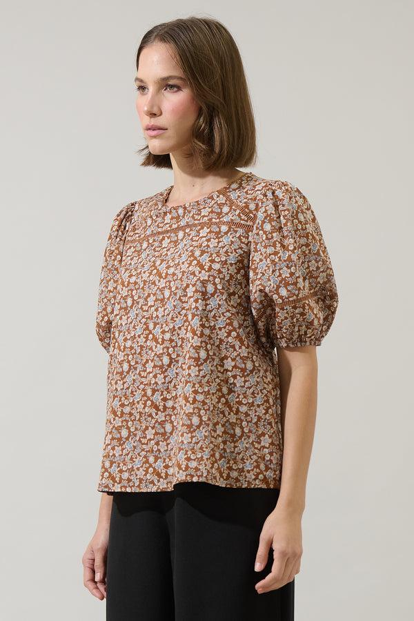 Sugarlips Ramsey Ditsy Mawlin Puff Sleeve Blouse
