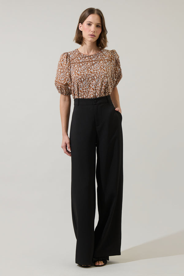 Sugarlips Ramsey Ditsy Mawlin Puff Sleeve Blouse