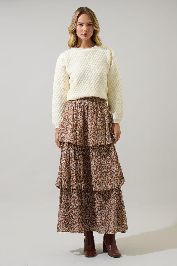 Sugarlips Ramsey Ditsy Tonia Tiered Maxi Skirt