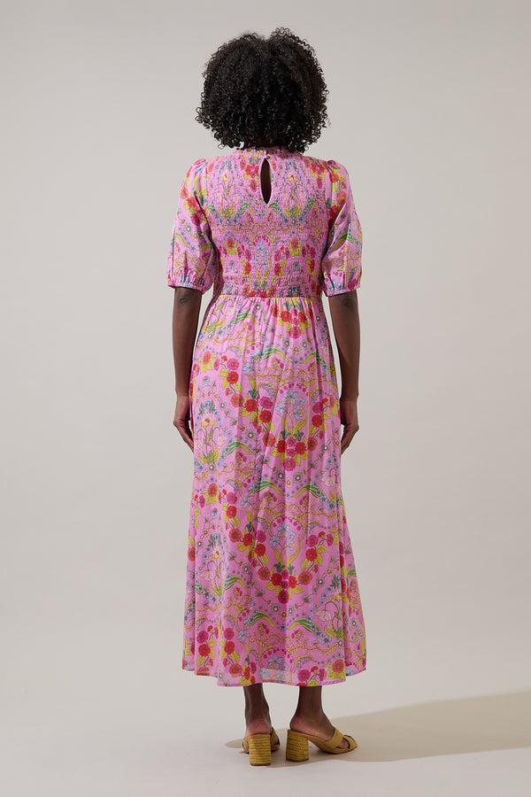 Sugarlips Ramsie Floral Bermy Smocked Maxi Dress