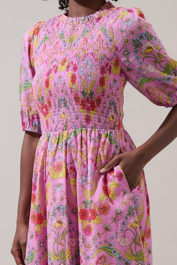 Sugarlips Ramsie Floral Bermy Smocked Maxi Dress