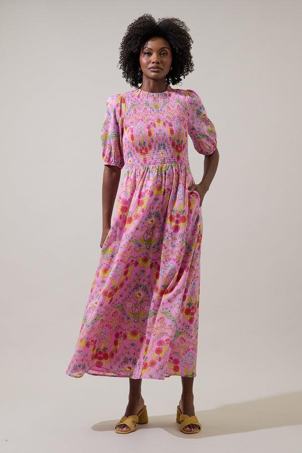 sugarlips Ramsie Floral Bermy Smocked Maxi Dress