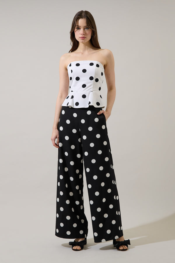 Sugarlips Randal Polka Dot Peplum Strapless Top
