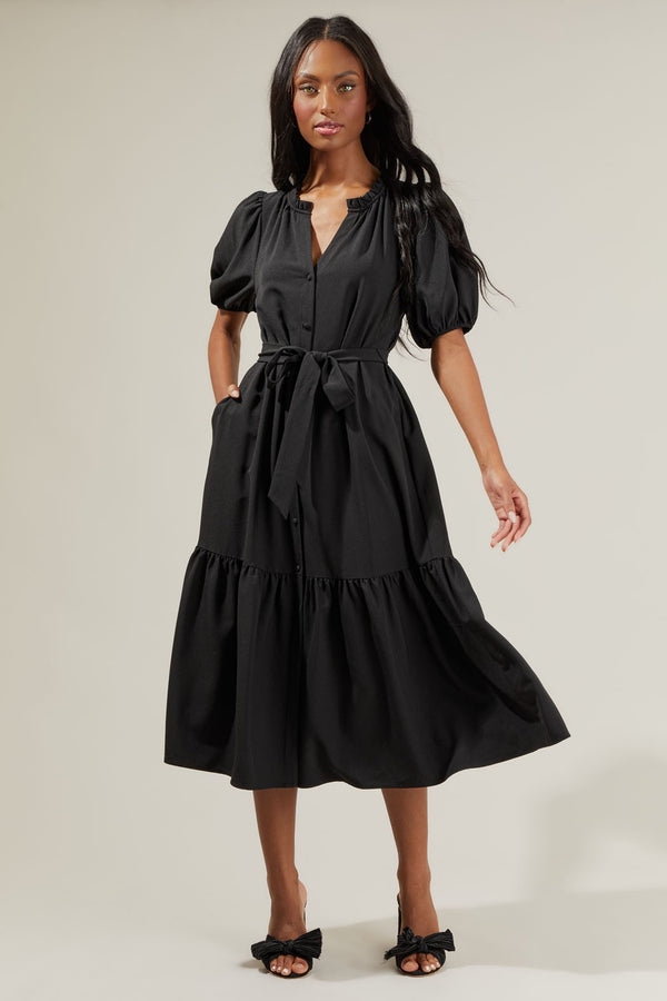 sugarlips Randie Button Front Midi Dress