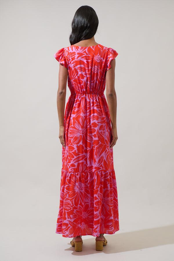 Sugarlips Rania Floral Evianna Flutter Maxi Dress