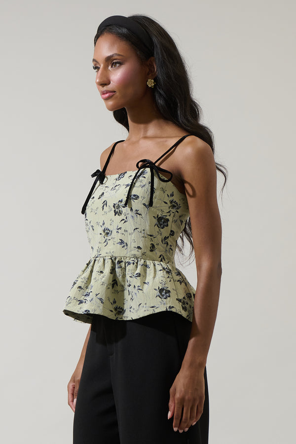 Sugarlips Ravelle Floral Peplum Bow Top