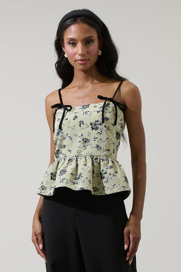 sugarlips Ravelle Floral Peplum Bow Top