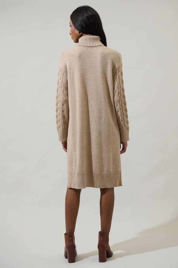 Sugarlips Raven Cable Knit Sweater Midi Dress