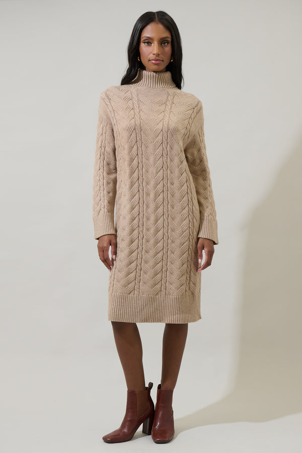 sugarlips Raven Cable Knit Sweater Midi Dress
