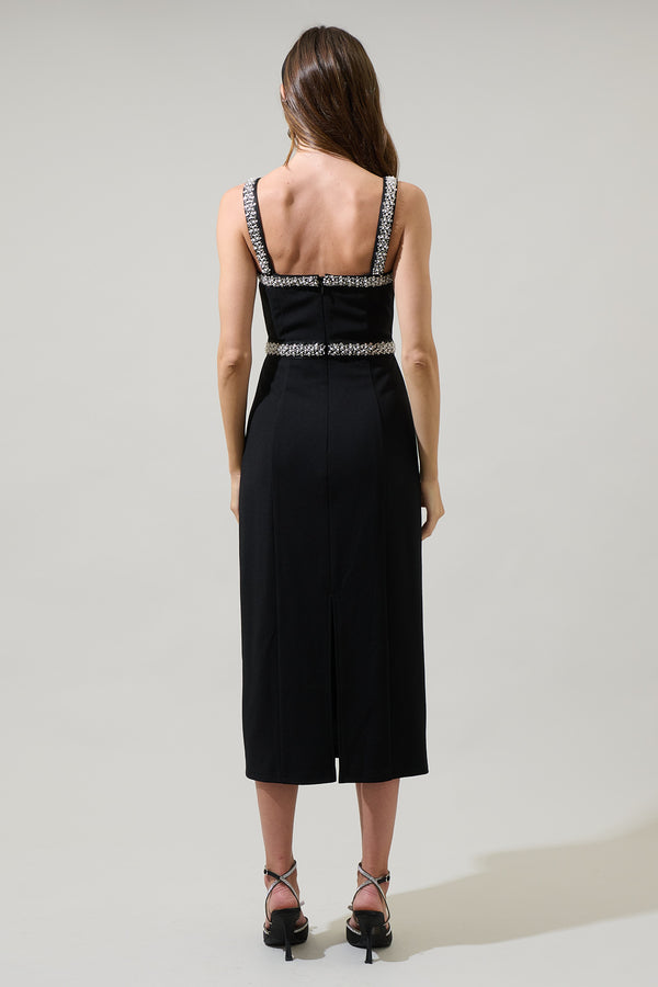 Sugarlips Ravena Rhinestone Slit Midi Dress