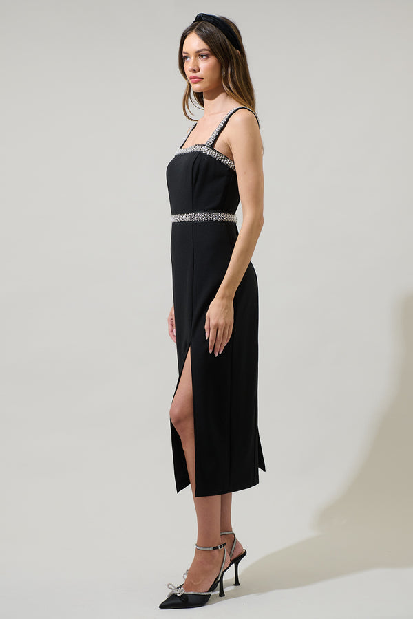 Sugarlips Ravena Rhinestone Slit Midi Dress