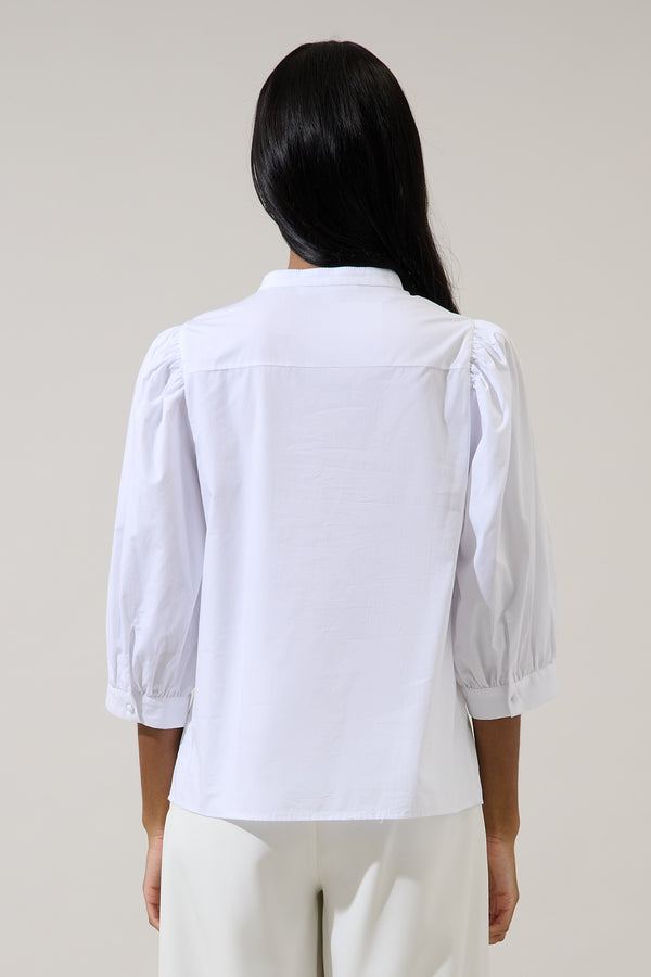 Sugarlips Raveny Button Up Puff Sleeve Shirt