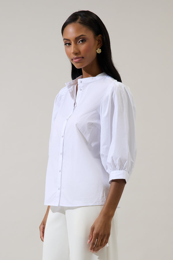 Sugarlips Raveny Button Up Puff Sleeve Shirt