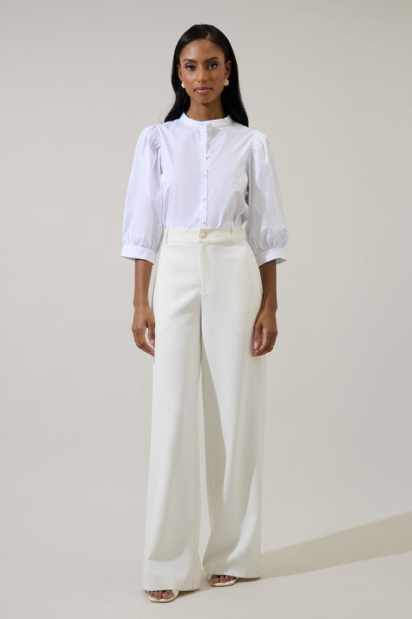 Sugarlips Raveny Button Up Puff Sleeve Shirt