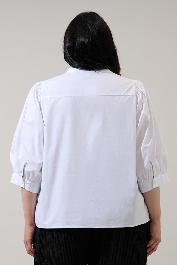 Sugarlips Raveny Button Up Puff Sleeve Shirt Curve