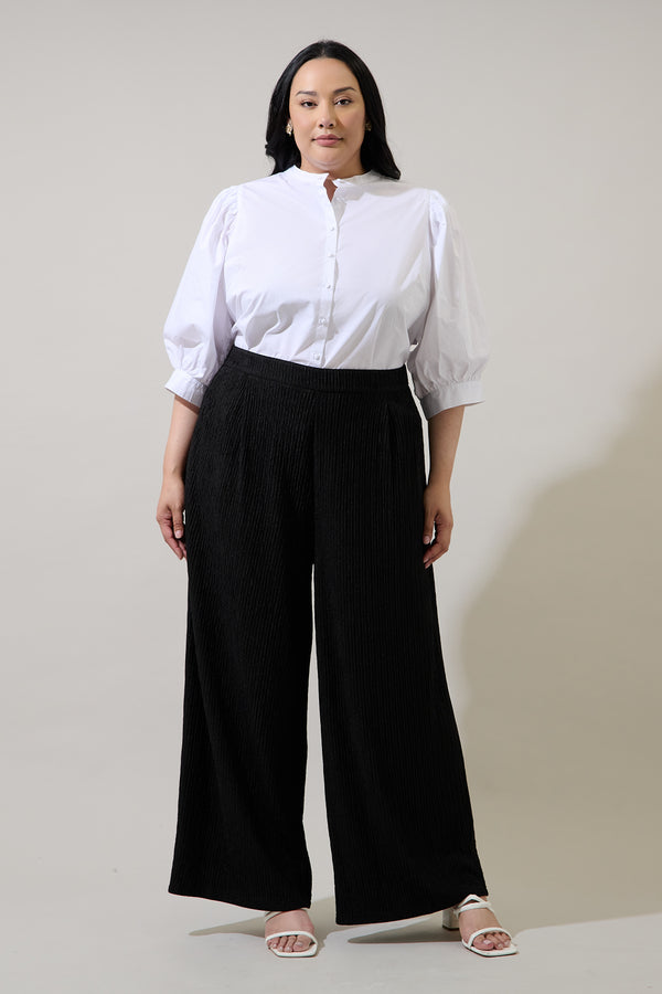 Sugarlips Raveny Button Up Puff Sleeve Shirt Curve