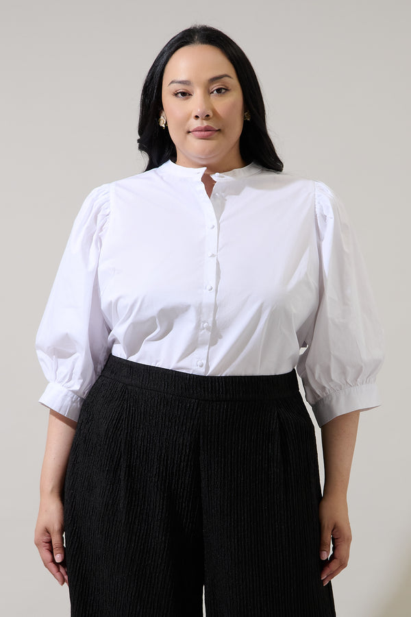 sugarlips Raveny Button Up Puff Sleeve Shirt Curve