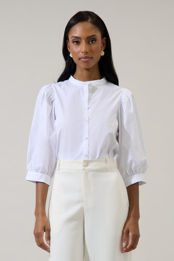 sugarlips Raveny Button Up Puff Sleeve Shirt