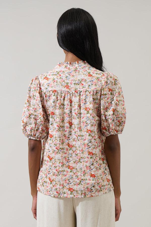Sugarlips Rayden Floral Daly Split Neck Top