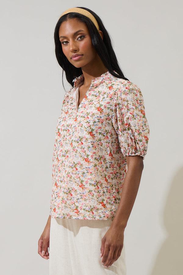 Sugarlips Rayden Floral Daly Split Neck Top