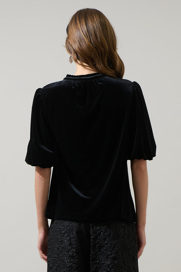 Sugarlips Rayna Velvet Gretna Ruffle Blouse