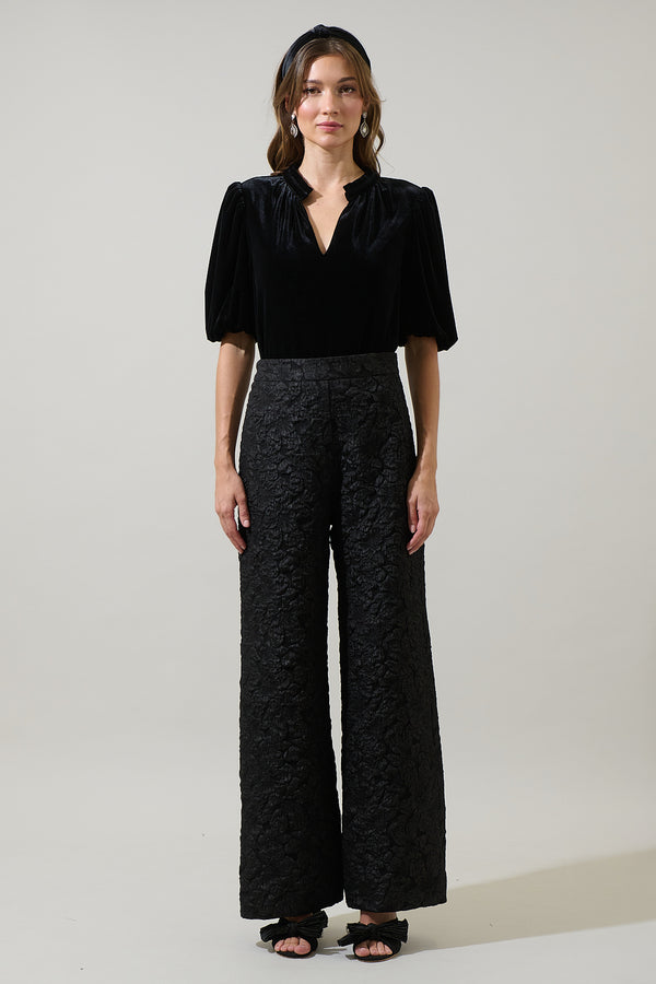 Sugarlips Rayna Velvet Gretna Ruffle Blouse