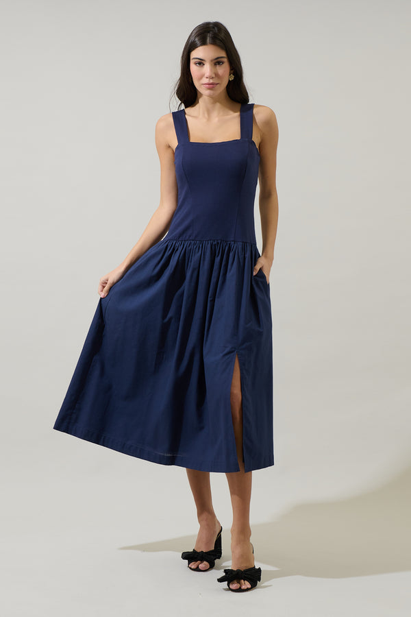 sugarlips Raziela Knit Mix Media Midi Dress