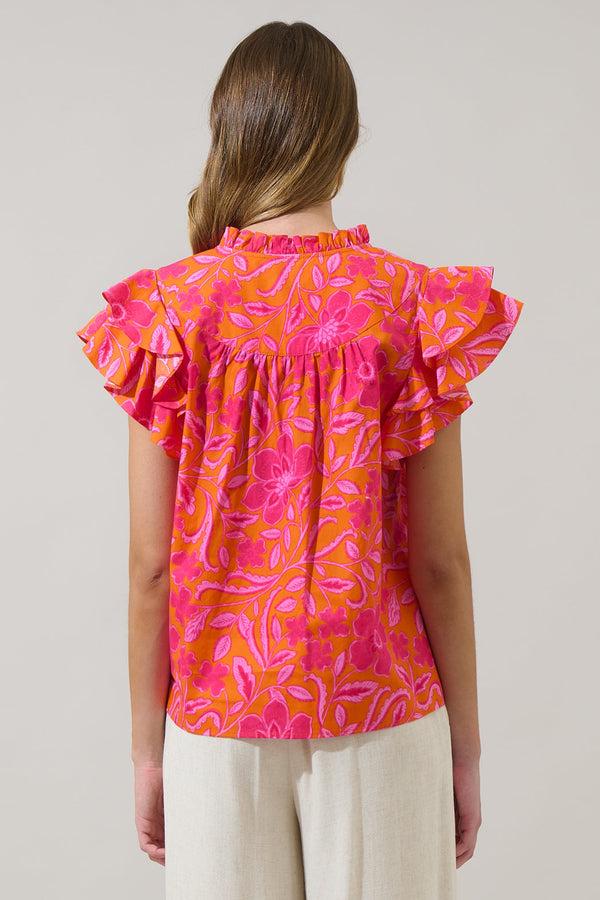 Sugarlips Rea Floral Emery Split Neck Top