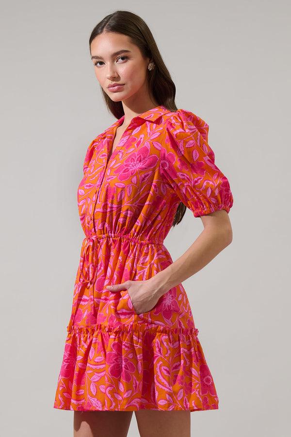 Sugarlips Rea Floral Stacie Button Down Mini Dress