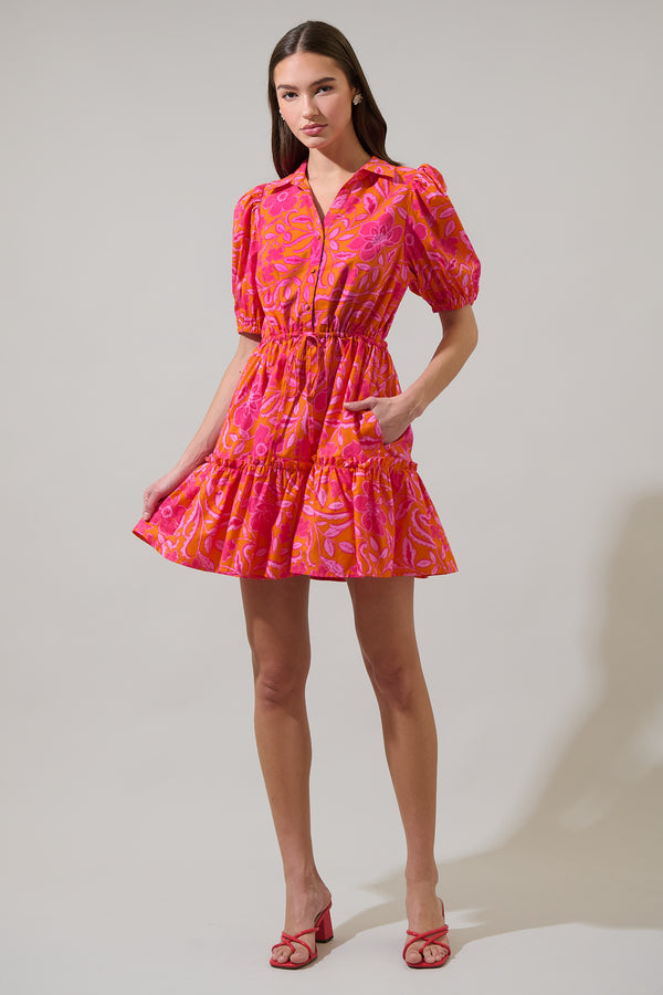 Sugarlips Rea Floral Stacie Button Down Mini Dress