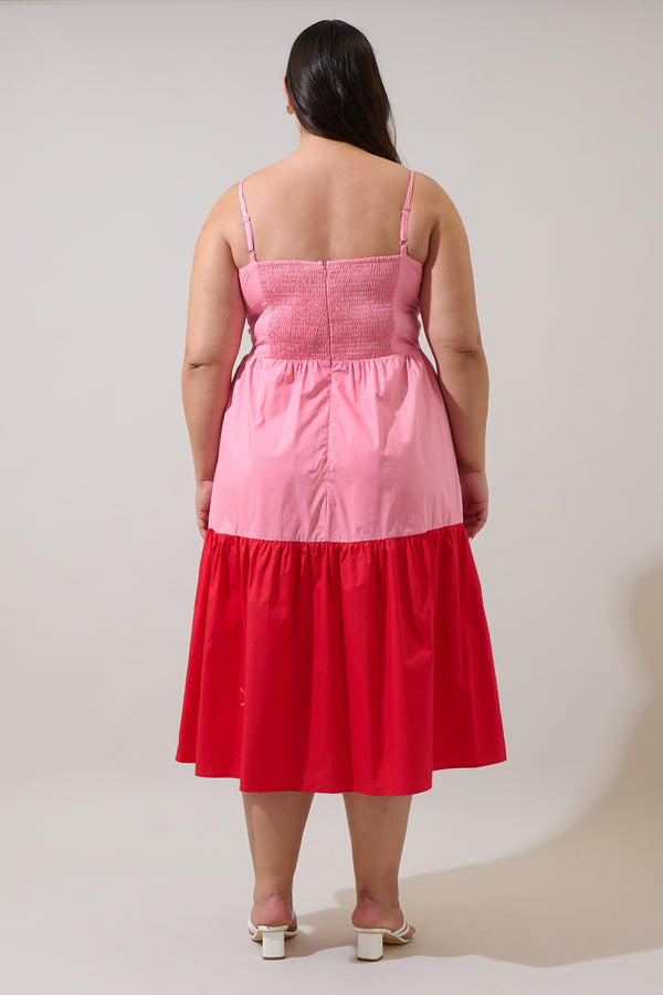 Sugarlips Rebekah Color Block Midi Dress Curve