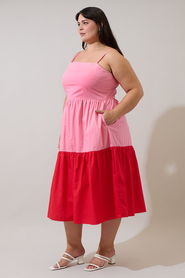 Sugarlips Rebekah Color Block Midi Dress Curve