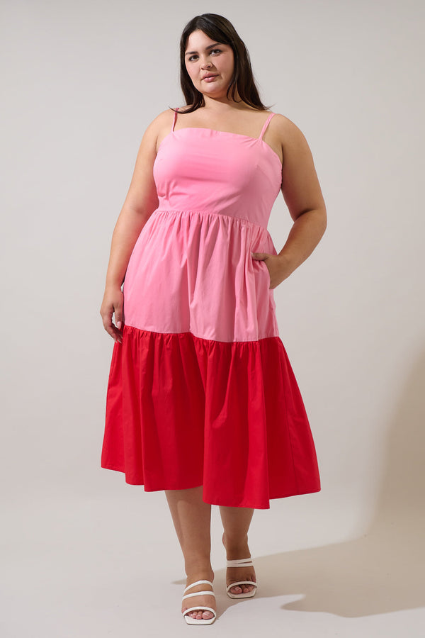 sugarlips Rebekah Color Block Midi Dress Curve