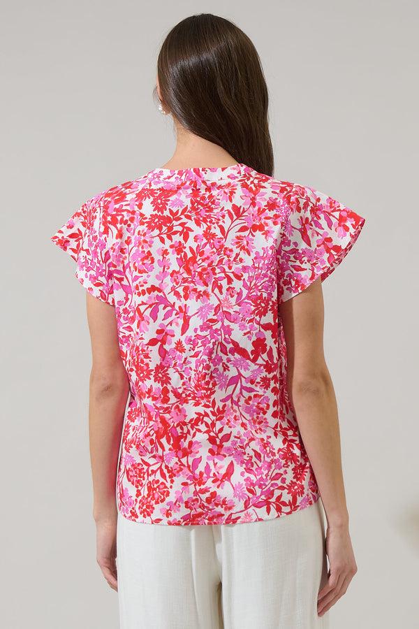 Sugarlips Reidy Floral Cass Flutter Sleeve Top