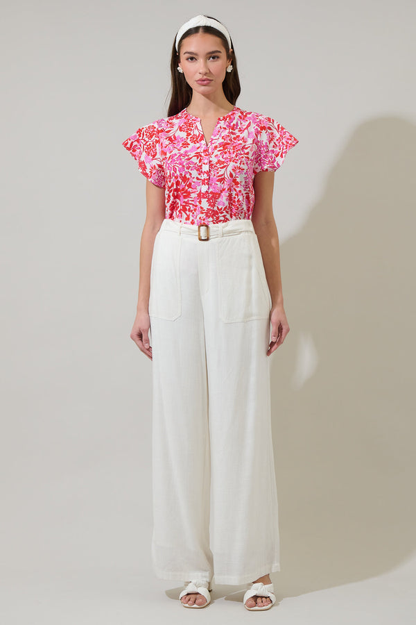 Sugarlips Reidy Floral Cass Flutter Sleeve Top