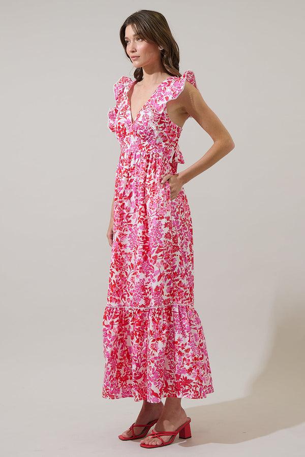 Sugarlips Reidy Floral Mawar Ruffle Maxi Dress