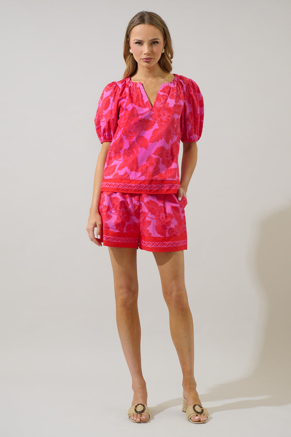 Sugarlips Rency Floral Arvery Pleated Shorts