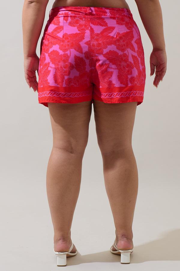 Sugarlips Rency Floral Arvery Pleated Shorts Curve