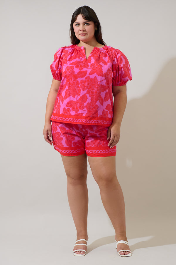Sugarlips Rency Floral Arvery Pleated Shorts Curve