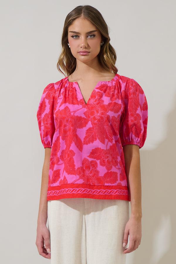 Sugarlips Rency Floral Gily Puff Sleeve Top